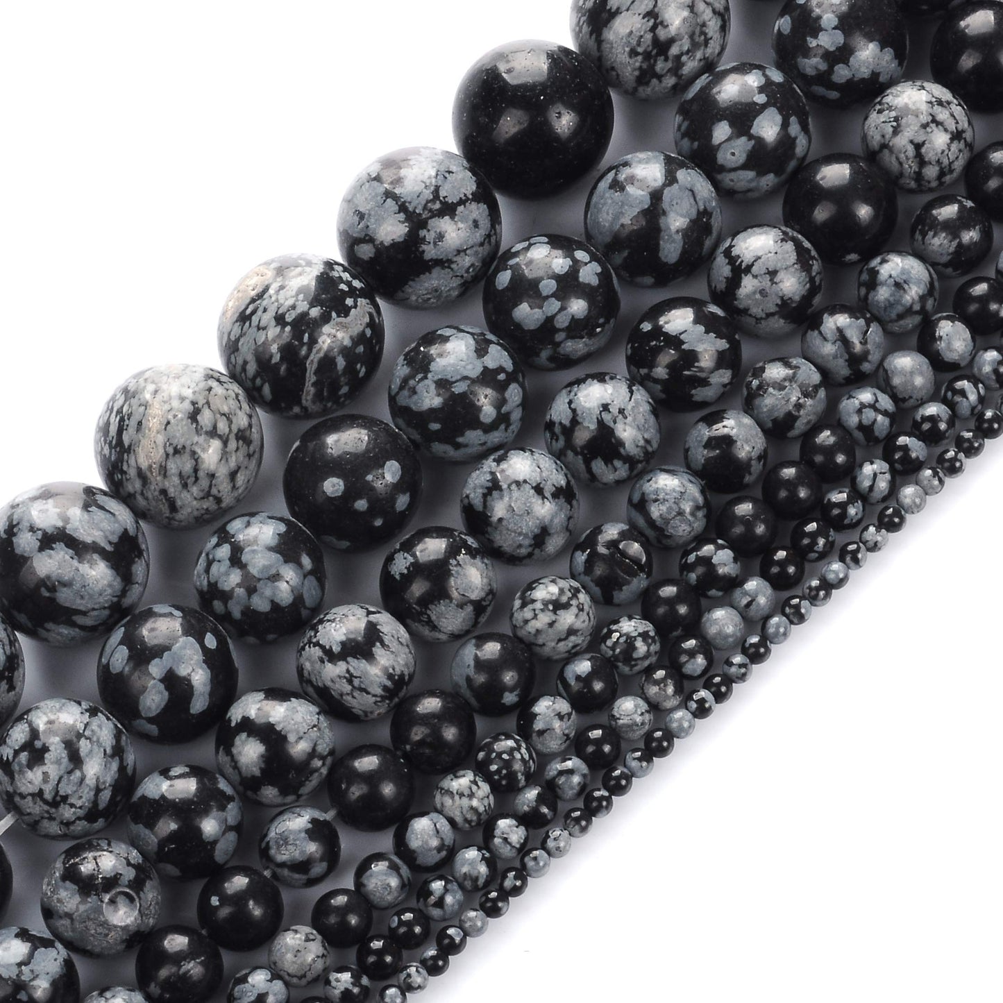 Natural Stone Beads 10mm Snowflake Gemstone Round Loose Beads Crystal Energy Stone Healing Power for Jewelry Making DIY,1 Strand 15"