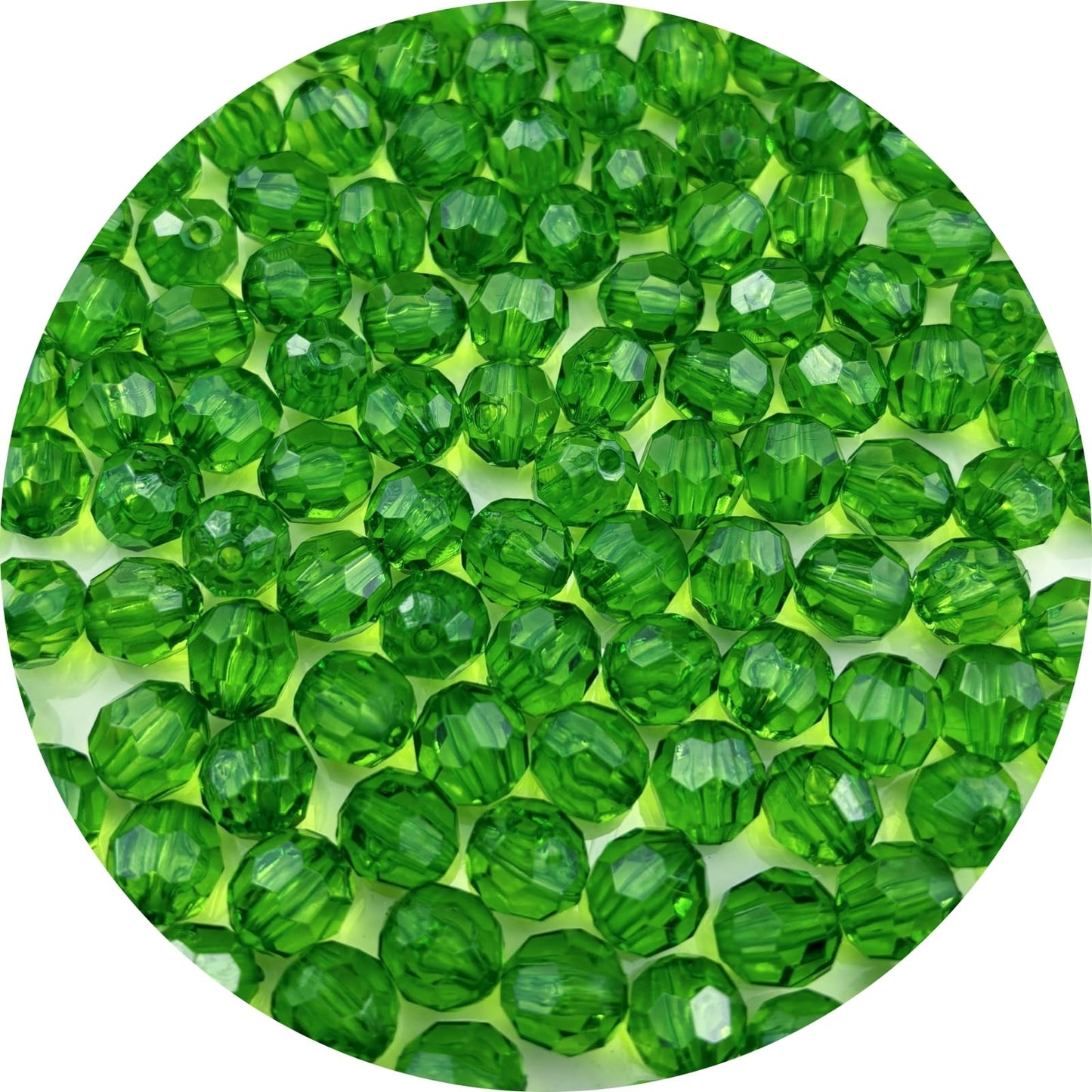 YUEXIGO 200pcs 10mm Acrylic Round Faceted Beads for Crafts Faceted Spacer Beads for Sewing Crafts Decoration Necklaces Bracelets Earrings Jewelry Making(Hot Green)