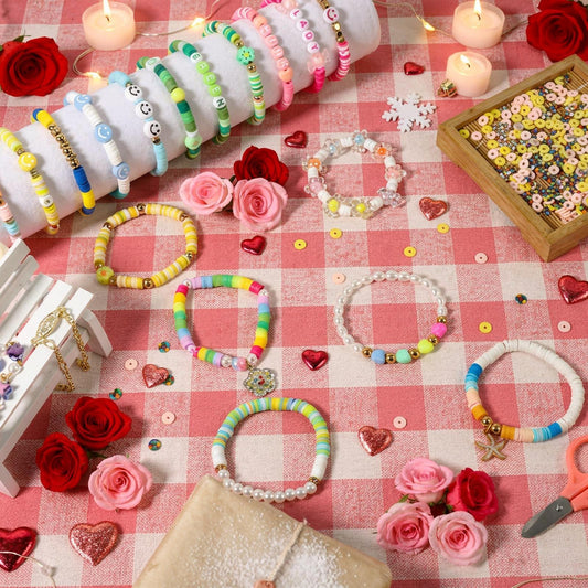 18000 Pcs Clay Beads Bracelet Making Kit 6 Boxes 96 Colors Friendship Jewelry Making kit Polymer Set with 1000 Letter Beads and 850 Charms Crafts