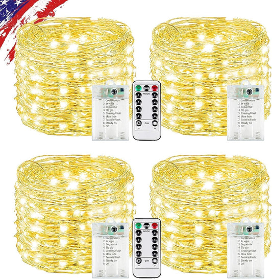 Skiennix 80FT 240LED Fairy Lights - Battery Operated with Remote & Timer | 8 Modes for Indoor/Outdoor Use, Warm White