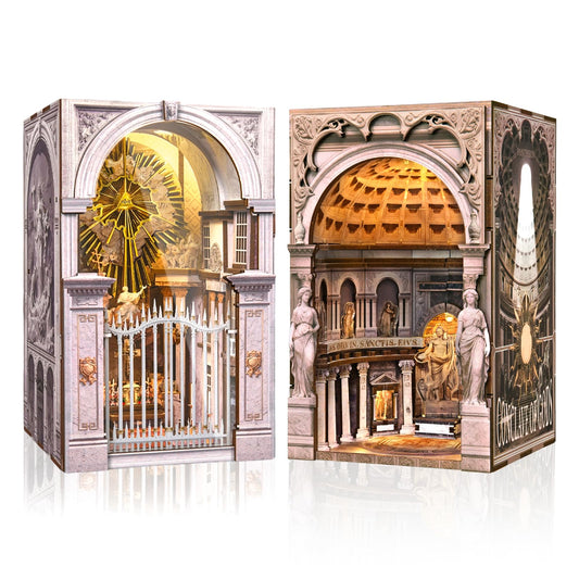 MiniCity 2 Pack Book Nook Kit - DIY Miniature Dollhouse Booknook Kit for Adults and Teens, 3D Wooden Puzzle Bookshelf Insert Decor with LED Light, Gifts for Book Lovers and Beginners
