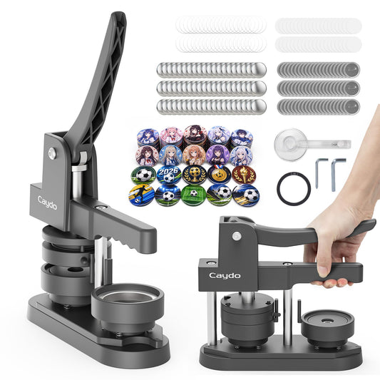 Caydo 2.25in(58mm) Button Maker Machine, Pin Maker Machine for Anime Fans DIY Badge Making Press Kit, Create Fan Pins for Conventions, Anime Meetups & Band Parties, Gifts for Young Adults