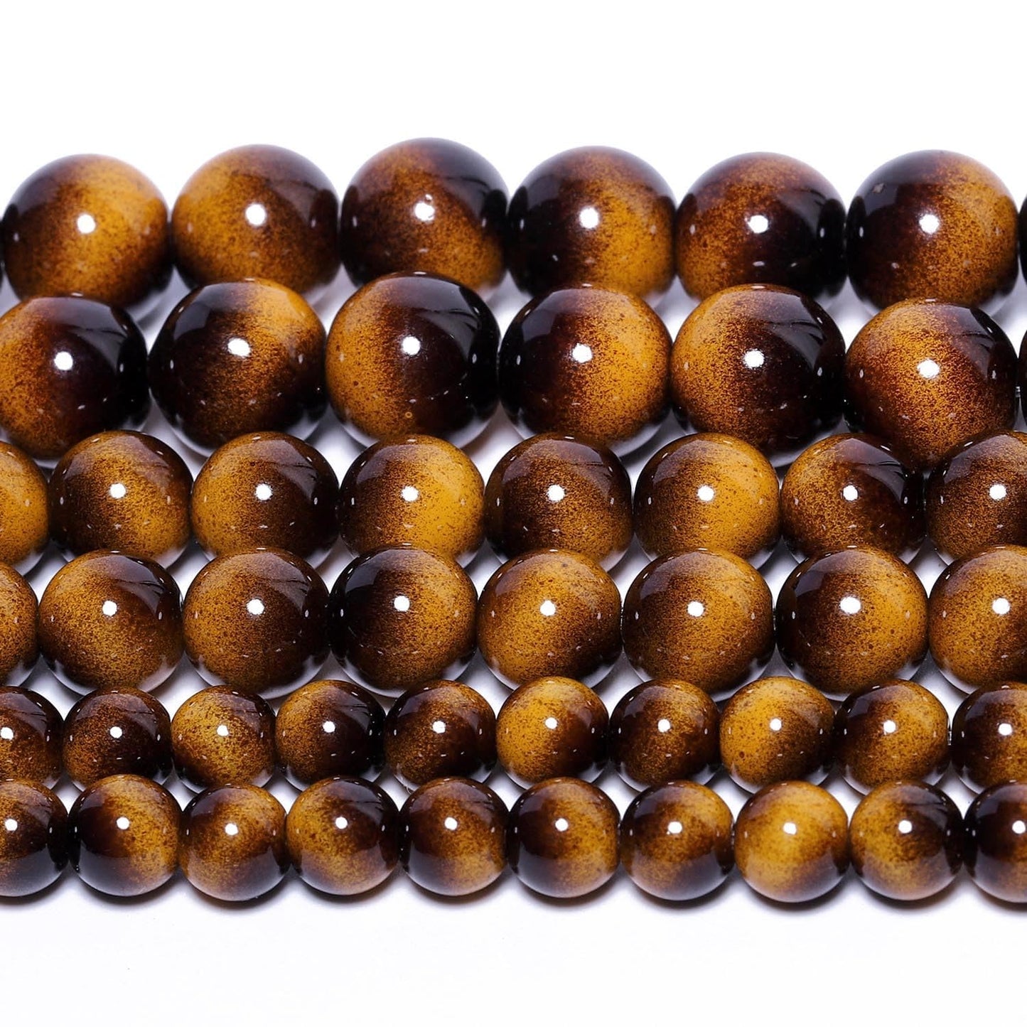 Song Xi 45PCS 8mm Yellow Tiger Eye Gemstone Beads for Jewelry Making, Round Smooth Glass Beads for DIY Bracelet Necklace Earring Keychain, Arts and Crafts, for Christmas Wedding Birthday