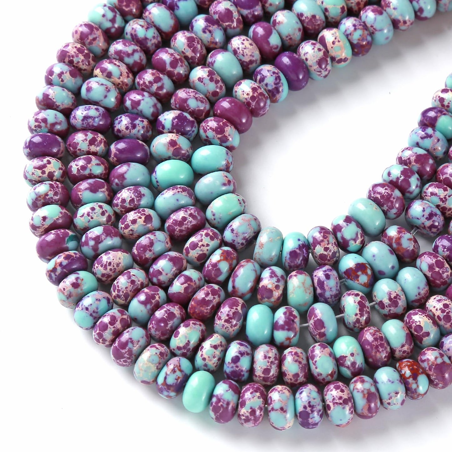 5x8MM 72PCS Galaxy Sea Sediment Impression Jade Tube Abacus Rondelle Disk Spacer Loose Beads for Jewelry Making