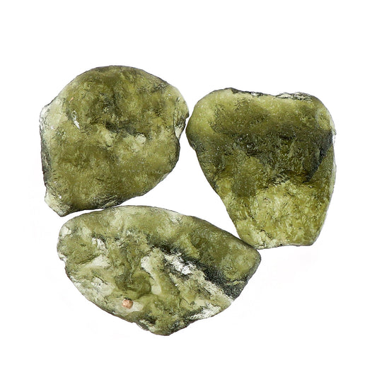 CRYSTALIS 3pcs, 20-25mm Raw Synthetic Moldavite, High Grade Loose Gemstone Wholesale Bulk Rough Jewelry Making Supply, Chakra Stones, Wire Wrapping, DIY, Gem Collection