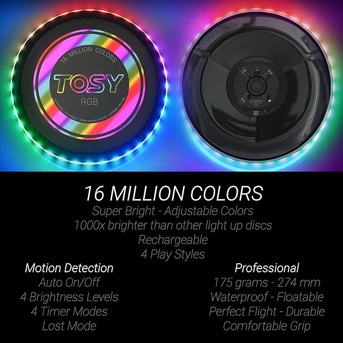 TOSY Bundle of 2 - Flying Disc 108 LEDs - RGB White + Red