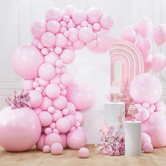 PartyWoo Baby Pink Balloons - 127-Piece Arch Kit for Gender Reveal & Birthday Decor | Various Sizes
