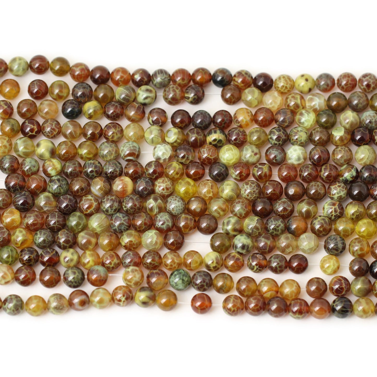CHEAVIAN 45PCS 8mm Antique Style Dragon Vein Agate Gemstone Round Loose Beads for Jewelry Making