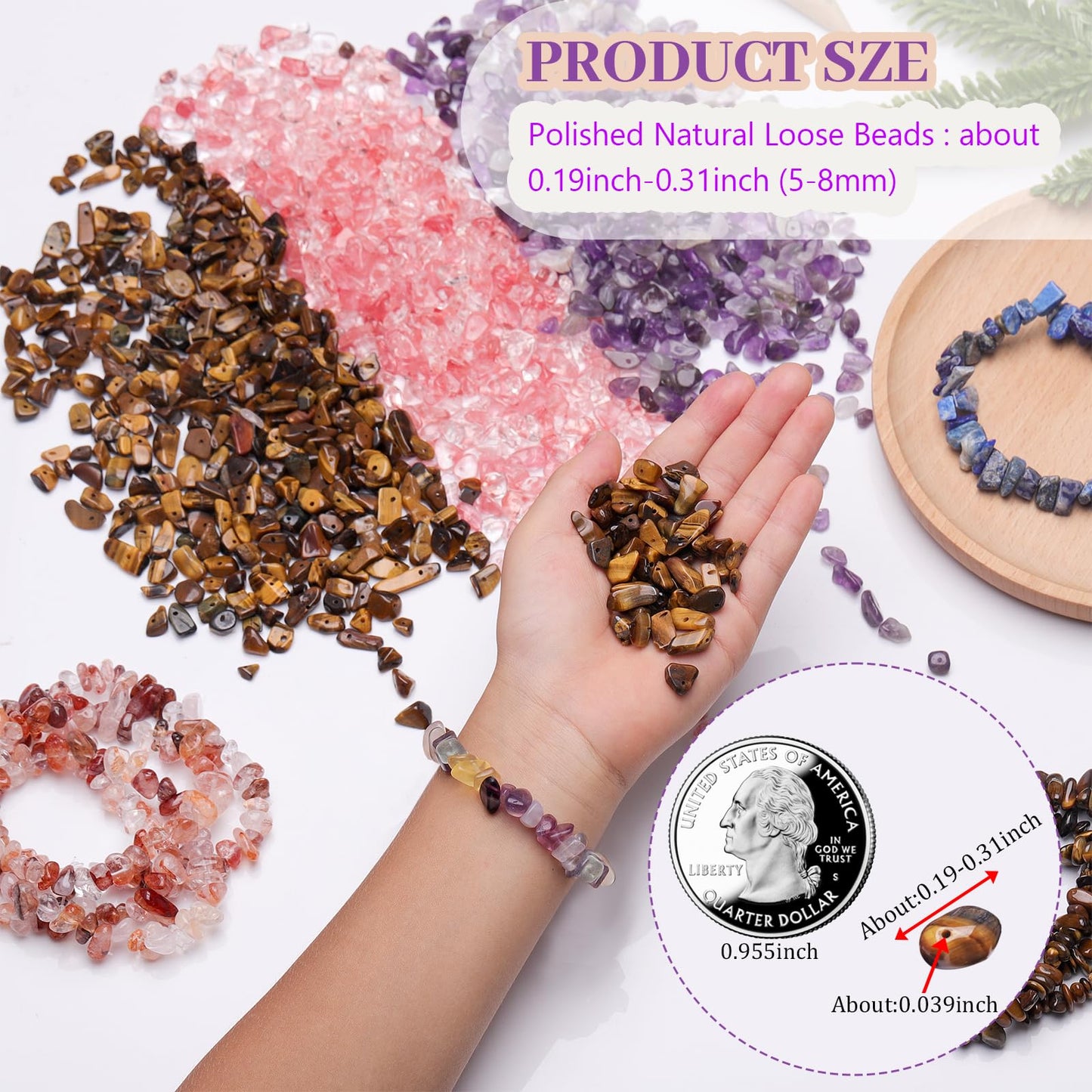 400pcs Natural Chip Shell Beads for Jewelry Making White Shell 5-8mm Irregular Gemstones Healing Crystal Loose Rocks Bead Hole Drilled for Ring Earrings Necklace Bracelet Making DIY Art Crafts