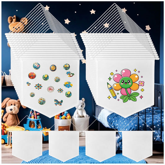 TTXXLL 30pcs Blank Canvas Banners 10.82"x11.81",12oz Fabric Canvas Wall hanging Art for DIY Kids Room Decor,Jewelry Storage Case Stand Enamel Pin Wall Display Banners for Enamel Lapel Badge Collection,Birthday,Educational Play