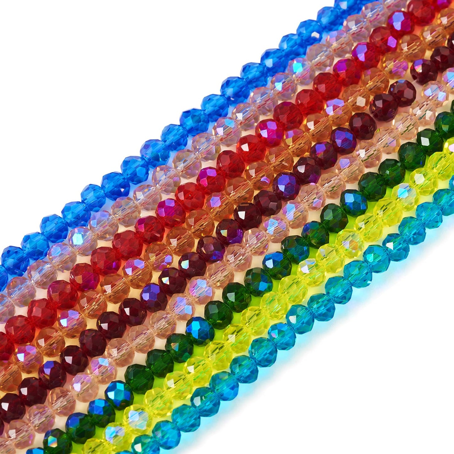 Elecrelive 1110pcs 4mm Glass Rondelle Beads Faceted Glass Beads Transparent Electroplate Glass Beads Mixed Color for DIY Beading Bracelet Necklace Jewelry Making