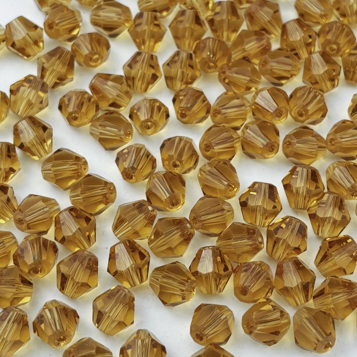 YUEXIGO 500pcs 3mm Bicone Glass Crystal Beads for Jewelry Making, Faceted Bicone Glass Spacer Beads for Bracelet Earring Necklace DIY Craft(Gold Champagne)