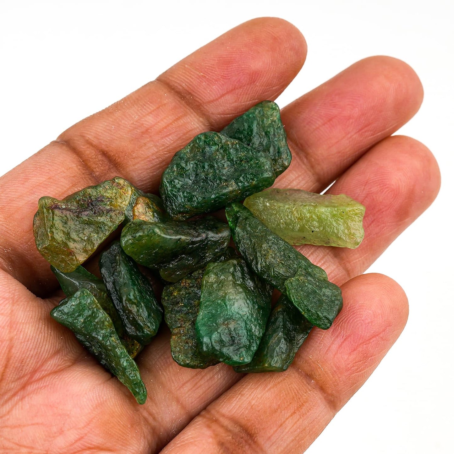 ColouredRocks 100 carats Green Aventurine Crystals, Raw Stones, Rough Gemstones, Jewelry Making Supply, Cabbing, Polishing, Cutting, DIY, Crafts (16-18pcs) (10-15mm)