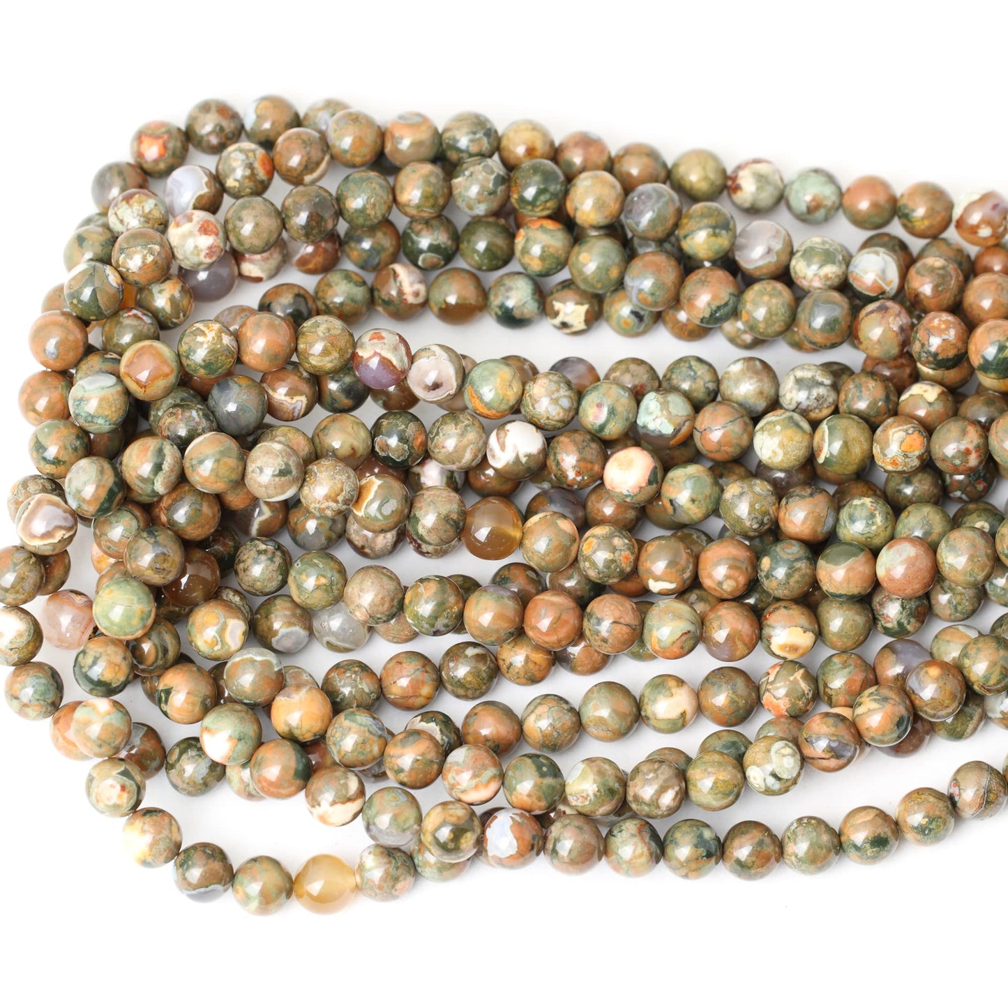 CHEAVIAN 45PCS 8mm Natural Coffee Rhyolite Stone Gemstone Round Loose Beads for Jewelry Making 1 Strand 15"