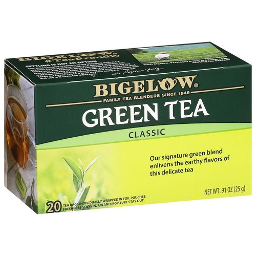 Bigelow Tea Classic Green Tea - Caffeinated, 20 Count Box | Pack of 6 for 120 Total Tea Bags