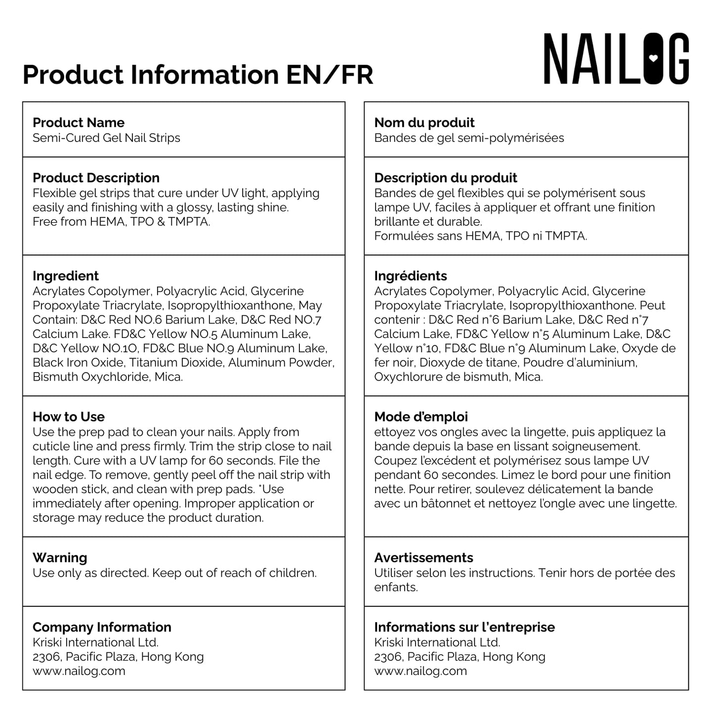 Nailog Semi Cured Gel Nail Strips 34 pcs | Long Lasting Nail Polish Sticker Wraps with Glossy Gel Finish | Daisy