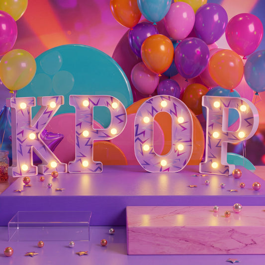 Anglechic Kpop Light up Letters Table Decoration, 4pcs Battery Powered K Pop Table Decorations LED Marquee Letter Signs for Concert, Disco, Fan Party, Bedroom Decor, Kpop Light Decorations