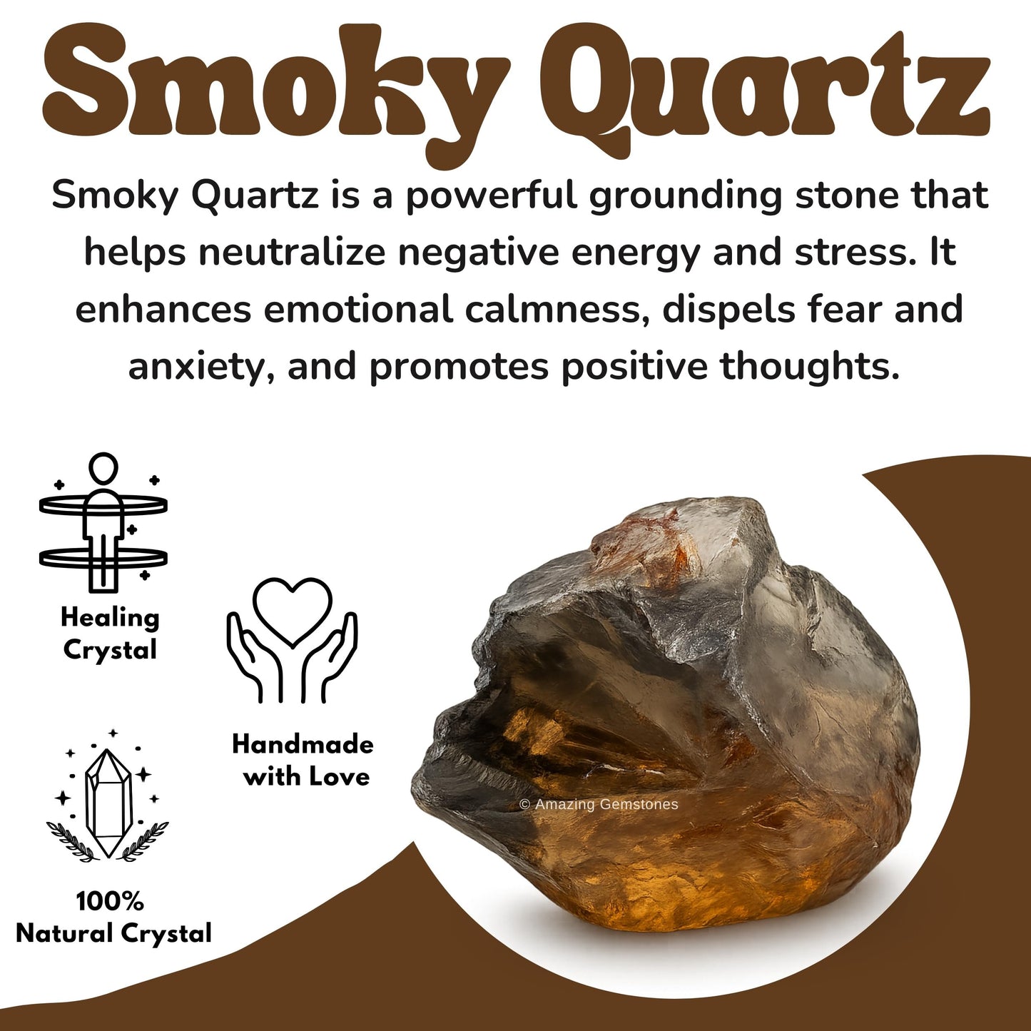 Amazing Gemstone 2 Pieces Smoky Quartz Raw Crystals and Healing Stones, Natural Rocks for Tumbling and DIY Raw Stones and Crystals