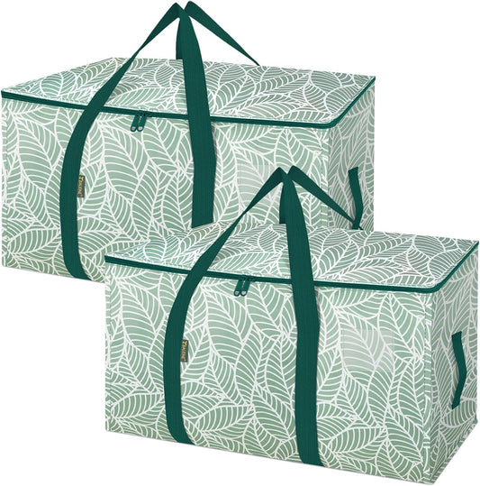 BALEINE Oversized Moving Bags - Heavy-Duty Storage Totes with Reinforced Handles | 2-Pack Antique Foliage