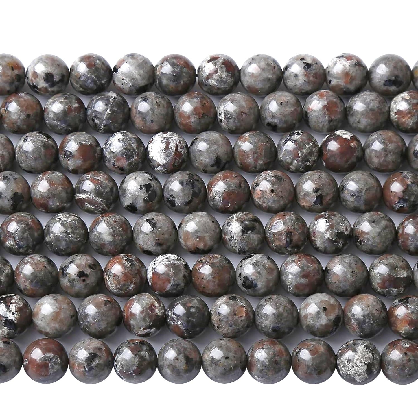 110PCS 6MM Flame Yooperlite Stone Beads Loose Beads for Jewelry Making DIY Bracelets Show Flame Color Under The Irradiation of UV Lamps 2 Strands