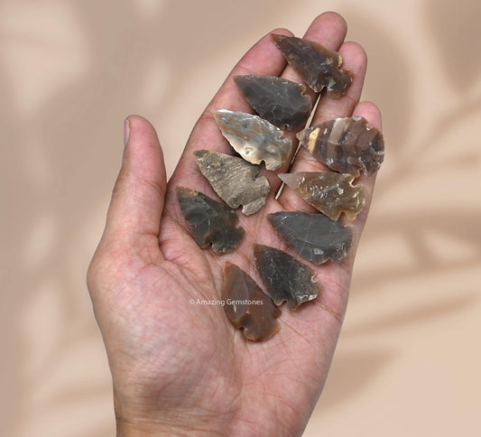Amazing Gemstone 50 Pieces Fancy Jasper Arrowhead Bulk, Crystal and Healing Stone Flint Rock Arrow Head - 1 to 1.5 Arrowheads for DIY Project Craft Point Jewelry Making