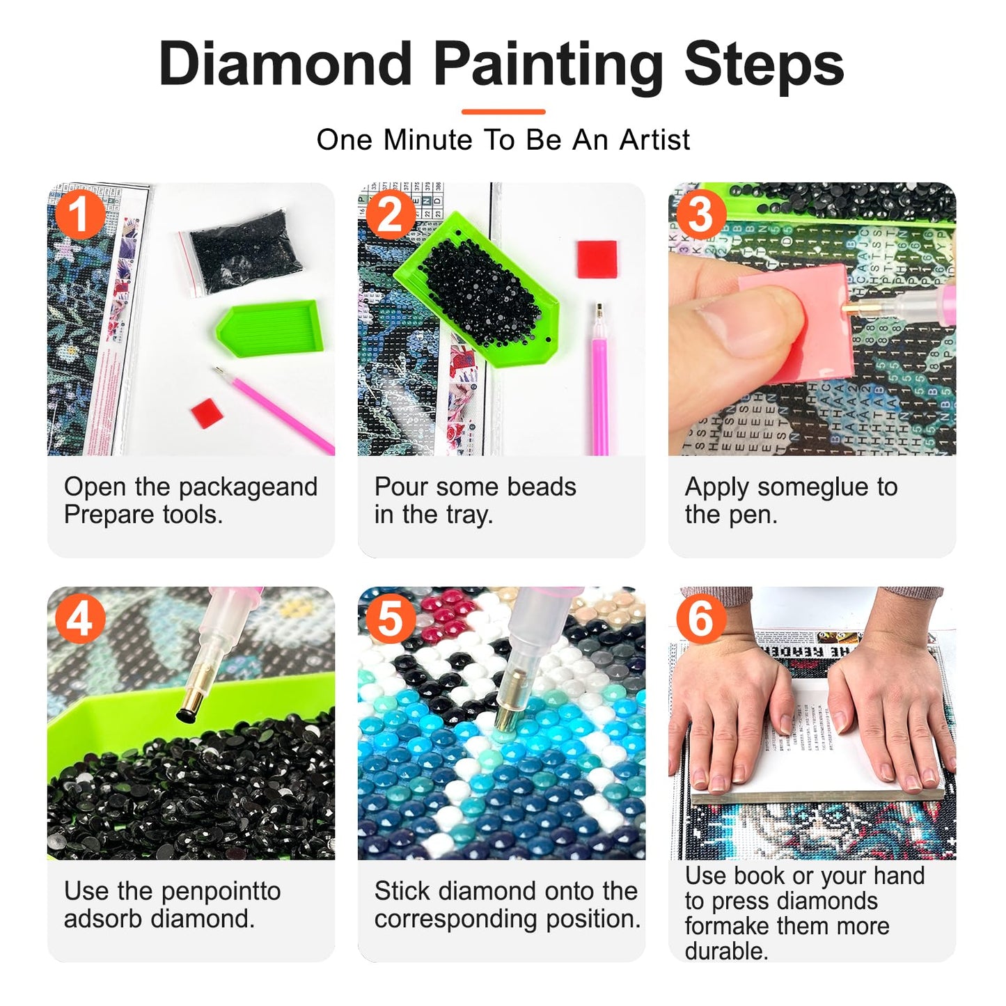 4 Pack Diamond Art Kits for Adults, 5D DIY Diamond Painting Kits for Beginner, Diamond Dots Full Drill Crafts for Gem Art Dot Art for Adults Home Wall Decor for Teens Boys Girls 12x16 inch