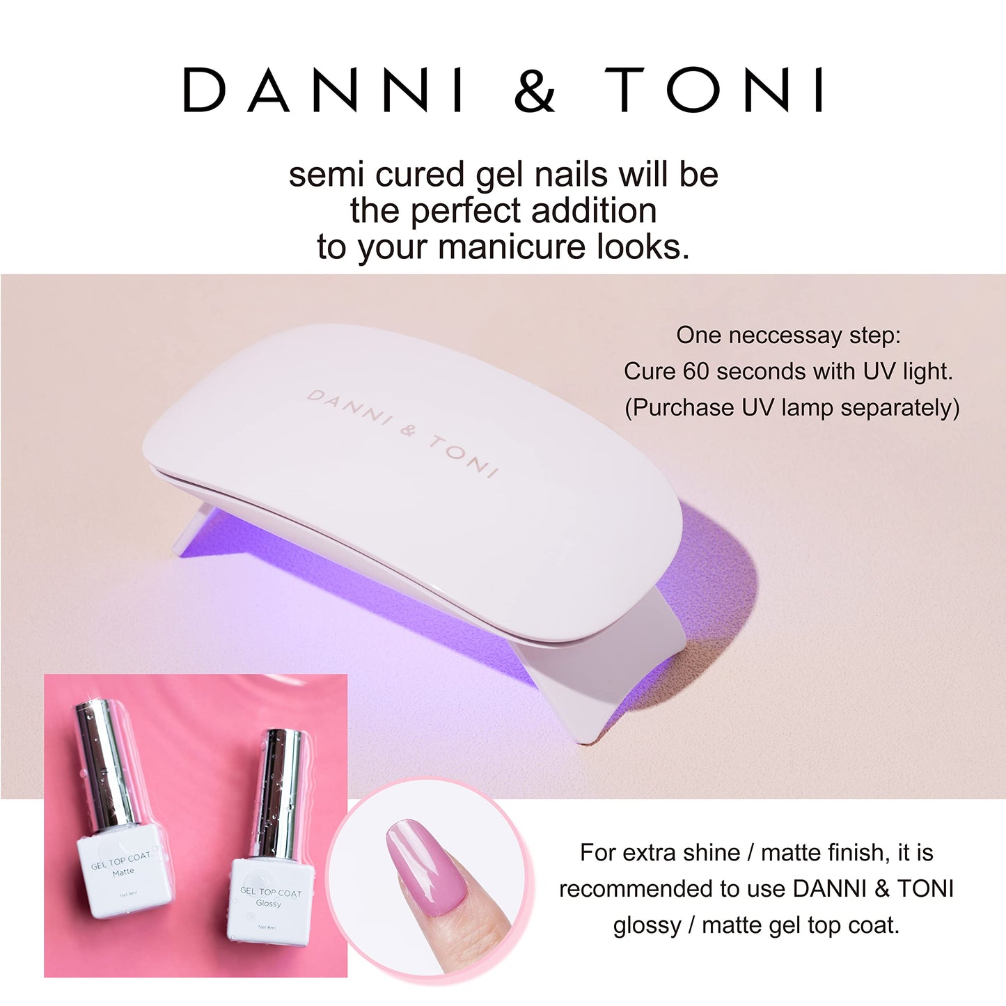 DANNI & TONI Semi Cured Gel Nail Strips French (Chic Line) Glitter French Line Gel Nail Wraps 28 Stickers