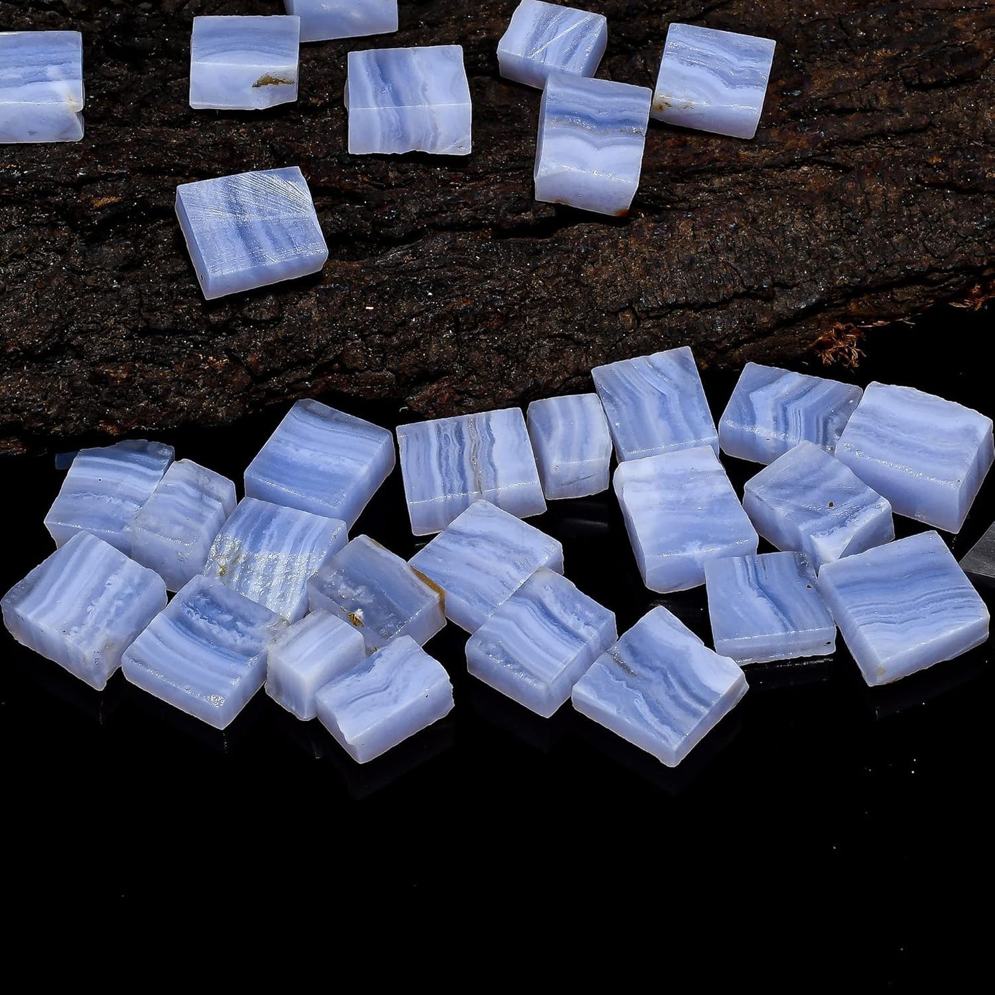 GEMKORA 50 carats Raw Blue Lace Agate Crystals, Wholesale Lot, Natural Gemstone, Rough Crystals, Rock Stones, Jewelry Making Supplies, DIY & Crafts [3-4pcs]