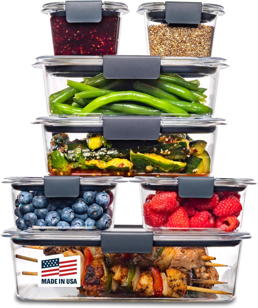 Rubbermaid Brilliance Food Storage Containers - 14-Piece BPA-Free, Leak-Proof, Clear Design