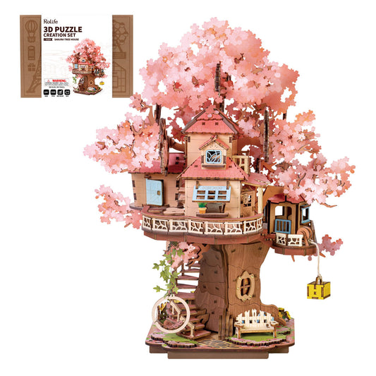 Rolife 3D Puzzles for Adults, Cherry Blossom Bonsai Tree Plants, Japanese Sakura Tree House Flowers Building Set for Adults for Table Toys & Home Decor, Creative Birthday Gift for Girls&Boys (535 PCS)
