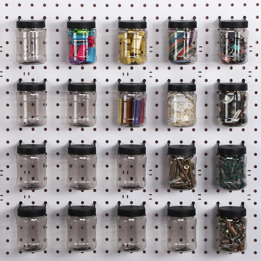 Unittype 20 Set Pegboard Organizer Accessories Peg Boards Jars with Lids Plastic Pegboards Bins Storage Containers Clear Peg Board Wall Organizer for Garage Sewing Office Home Supplies(White)