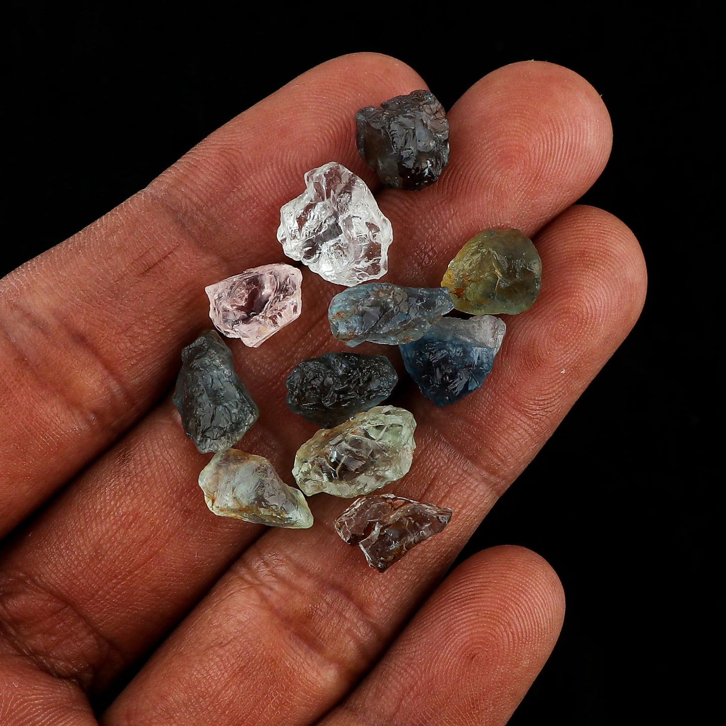 CRYSTALINES 50cts, Wholesale Natural Raw Aquamarine Gemstone, Tiny Junky Rough Stones Lot, Bulk Loose Supplies, DIY Crafts, March Birthstone, Chakra Healing Crystals, Gem Collection, 16-18pcs