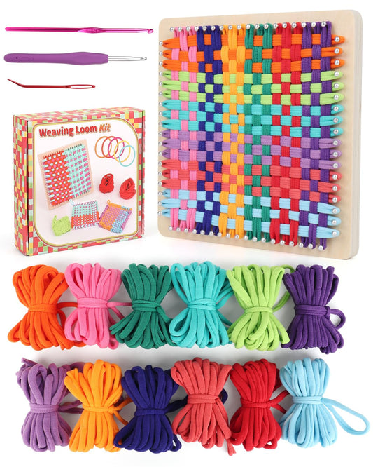 Coopay Weaving Loom Kit, Wooden Potholder Loom Kit with 192 Weaving Loops, Step-by-Step Instruction, Art and Crafts for Adults, Ideal Gift