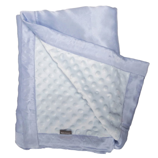Cozysilk Baby Soft Silk Blanket - 100% Mulberry Silk On One Layer with Minky Plush Dot Blanket Backing - Reversible Double Layer, Gift for Girls/Boys Best for Summer (28 x 40 inch, Grey Blue)