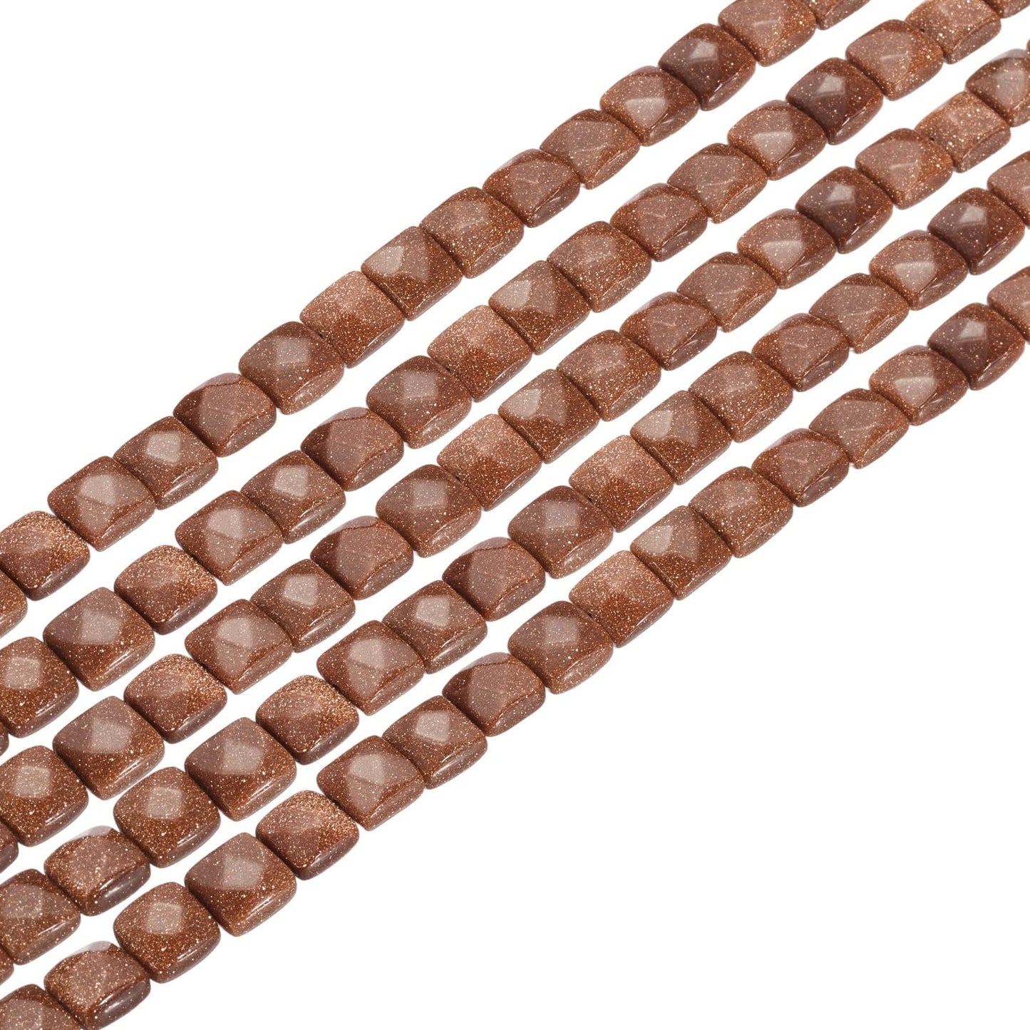 PATIKIL 50 Pack Natural Stone Beads, 8mm Faceted Square Agate Beads Bulk Gold Sand Stones, for DIY Jewelry Making Necklace Bracelet Accessories, 2 Strands, 16 Inches, Gold Brown