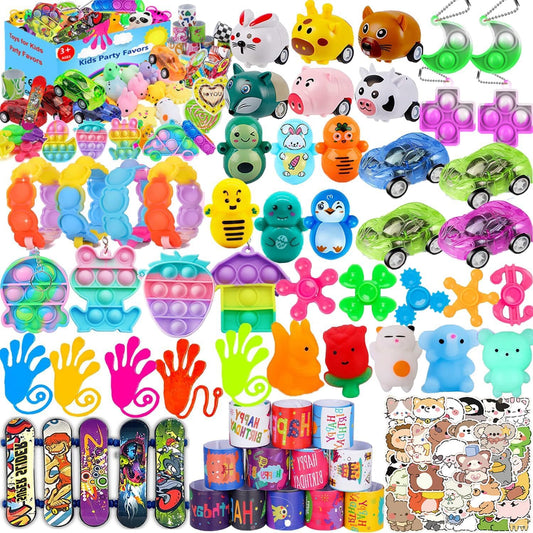 117 Pcs Party Favors for Kids | Pop Fidget Toys & Treasure Box Gifts | Perfect for Birthdays & School Rewards