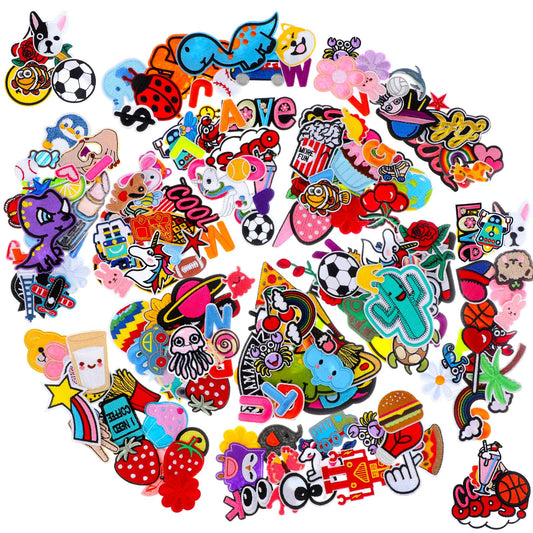Tigeen 202 Pcs Random Assorted Styles Embroidered Patches Iron on Patches Bulk DIY Sew on Appliqueing Repair Colorful Decor for Clothing Decorative Hats, Bags, Backpacks, Clothes, Backpacks