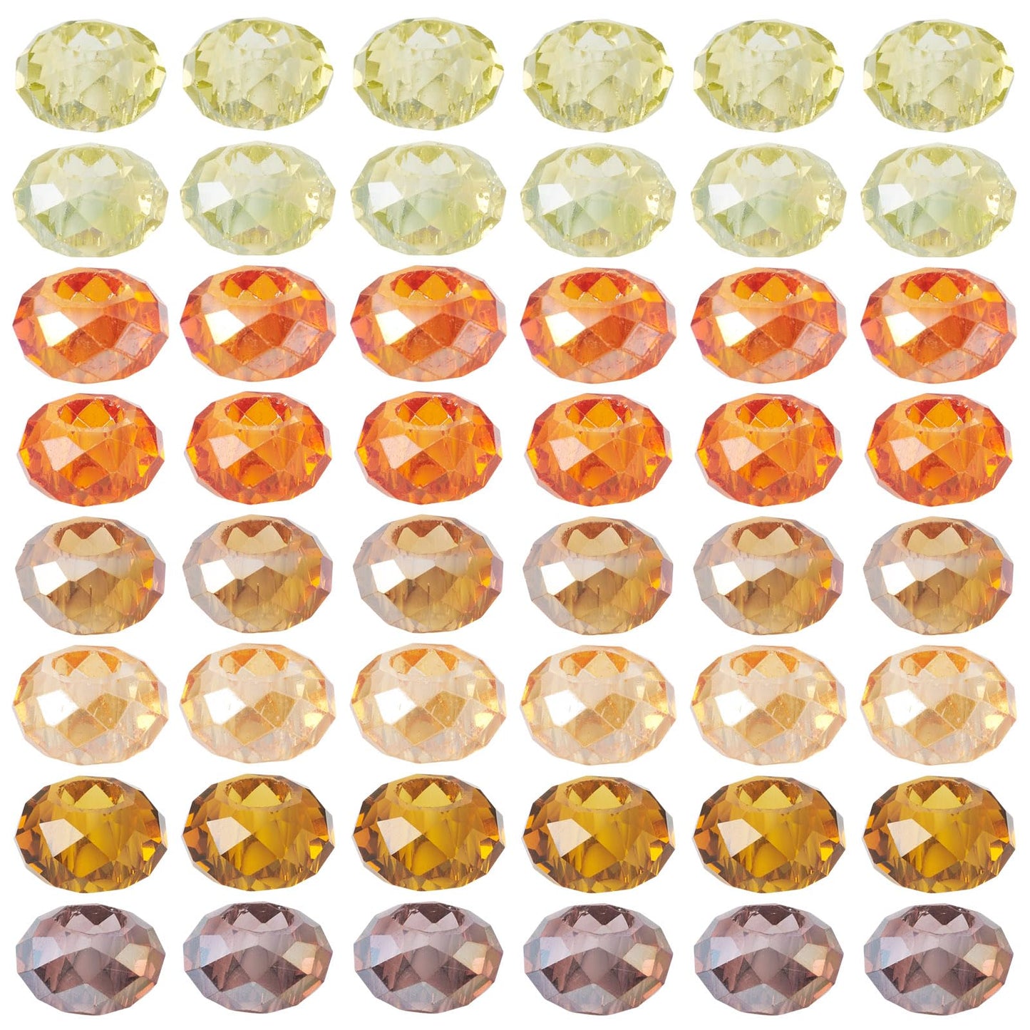 Craftdady 56Pcs Mixed Color Yellow Theme Glass Beads Large Hole Rondelle Beads Faceted Glass Spacer Bead Colorful Crystal Spacer Bead for Crafts DIY Necklace Bracelet, 8 Colors