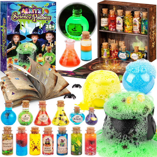 Alritz Science Potion Kits for Kids - 23 Magic Mix Potion Bottles, Witches Cauldron, Birthday Party Decorations Gifts Toys for Boys Girls 8 9 10 11+ Years Old