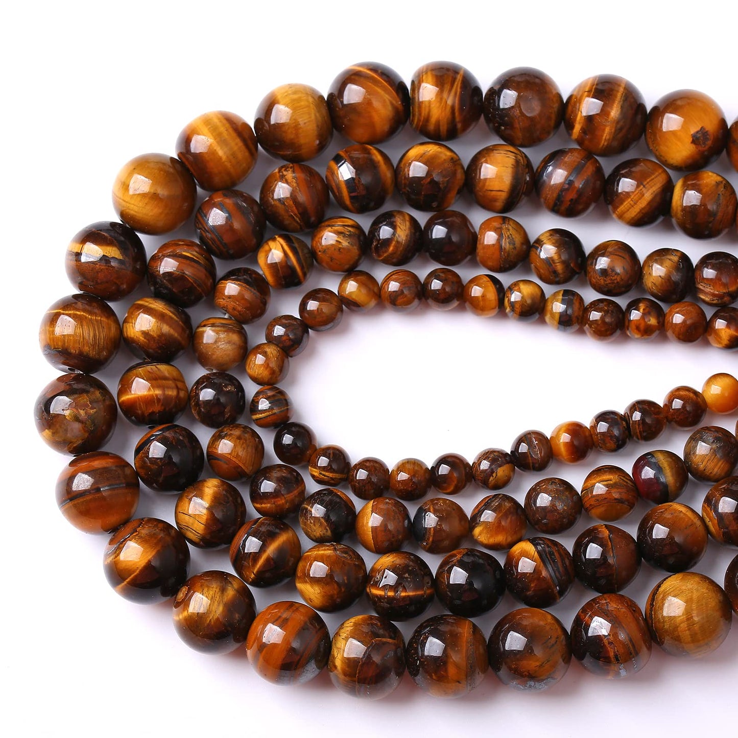 6MM 60PCS Natural Stone Yellow Tiger Eye Stone with Iron Mine Beads for Jewelry Making DIY Bracelet
