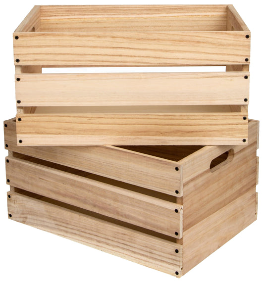 WDECORHOMT 20" L Oversize Wooden Crates For Storage, Wood Milk Crates Of Farmhouse Log Color ,Suitable for DIY,Vinyl Record Storage Crates,Extra Large Size Rustic Decration Wood Storage Crates .