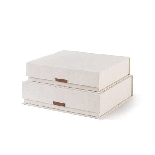 Soul & Lane Letter Storage Box Set of 2 – Magnetic Closure Organizer for Letters, Decorative Photo Storage Case with Keepsake Design, Picture Memory Box for Albums and Documents, Beige