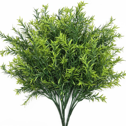 Artificial Rosemary Plants, Fake Plant Bushes Plastic Greenery Grass Faux Shrubs for Home Decor Kitchen Bathroom Farmhouse Room Shelf Desk Coffee Table Vase Pot Planter Filler DIY Decorations 6 Pack