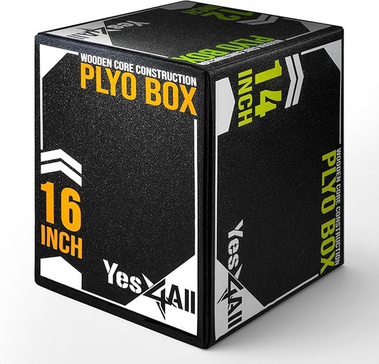 Yes4All 3-in-1 Soft-Padded Plyo Box With Wooden Core, Non-Slip Multi-Use Cushioned Plyometric Jump Box with Vinyl Cover for Jumping, Conditioning, Strength Training