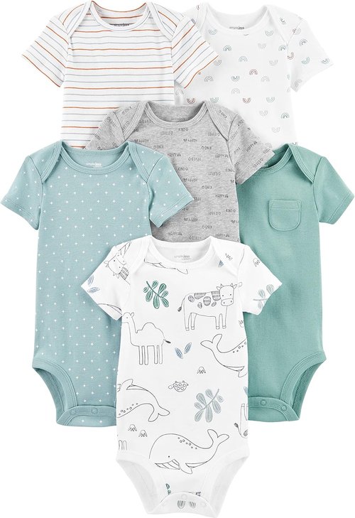 Carter's Baby Girls' 6-Pack Short-Sleeve Bodysuits - Soft Cotton Comfort & Cute Designs