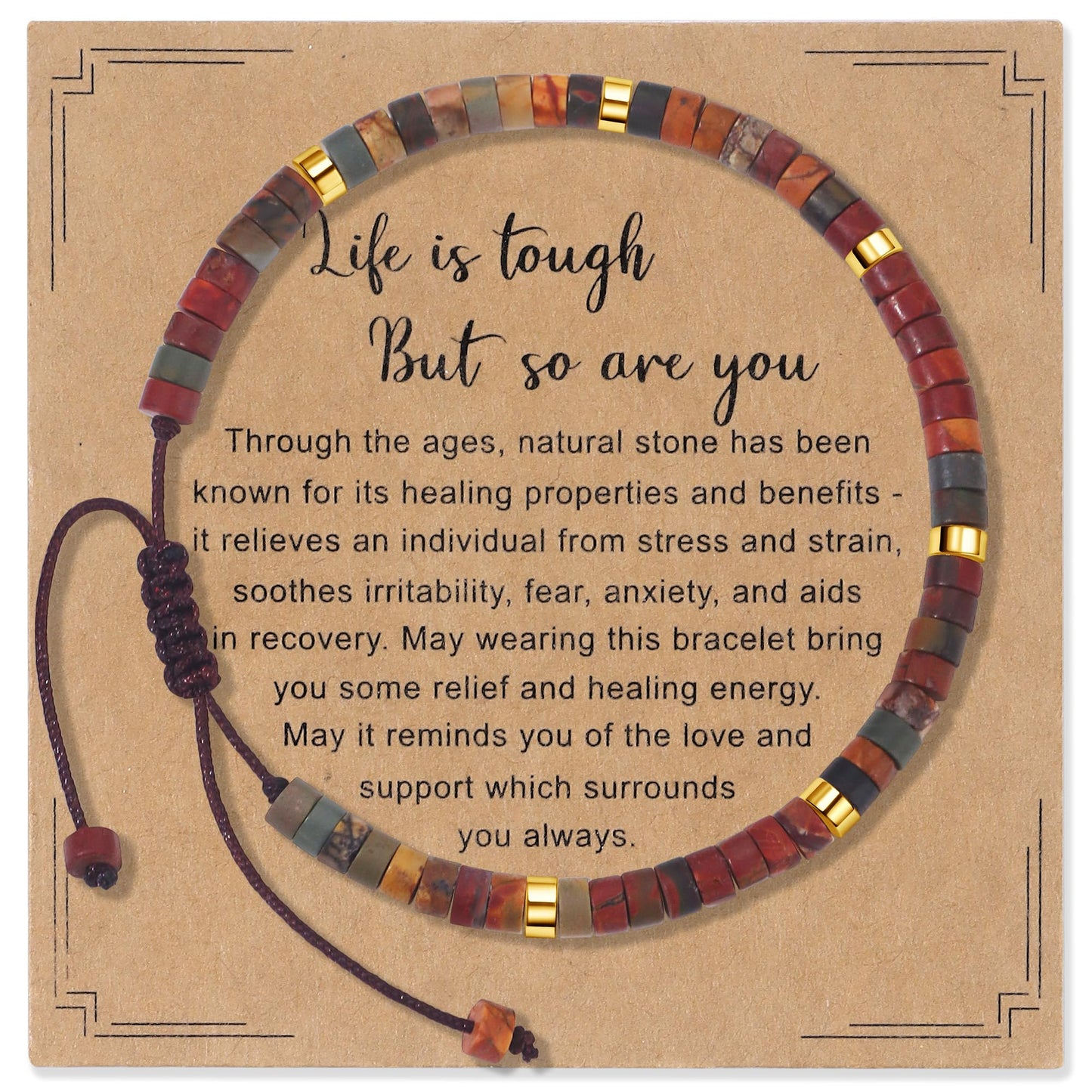 CASDAN Natural Crystal Healing Beaded Bracelet for Women Natural Stone Adjustable Braided Rope Bracelets Spiritual Inspirational Gifts Bracelets