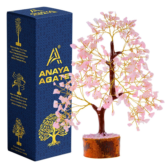 ANAYA AGATE Crystal Tree of Life Rose Quartz Healing Crystal Trees for Home & Office Decor, Handmade Gem Money Bonsai Trees for Positive Energy, Good Luck Decor, Birthday Gifts for Women, Mom