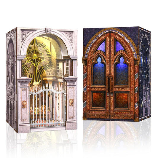 MiniCity 2 Pack Book Nook Kit, DIY Miniature House Kits for Adult and Teens, Dollhouse Tiny Booknook DIY Craft Gifts for Family and Friends