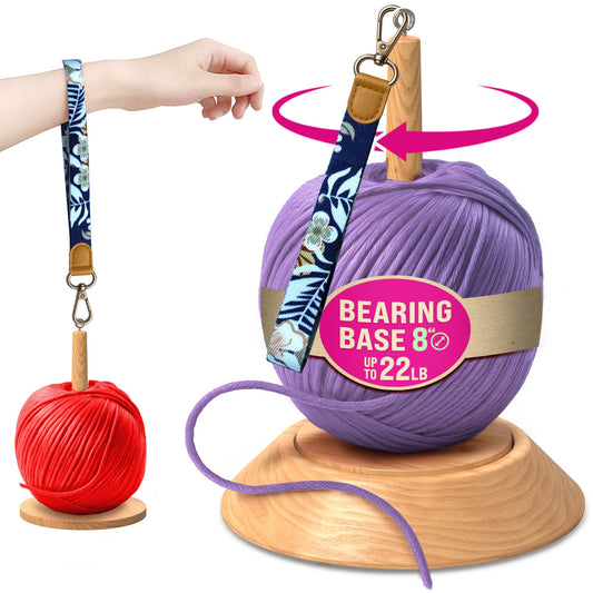 BARVA 2 in 1 Upgraded Table Chunky Yarn Holder 22 Lb & Mini Wristlet Spinner | Bracelet Spindle On the Go for Travel & Car | Wood Crochet Accessories | Compact Fiber Tools | Top Crafts Gifts for Women