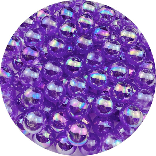 100pcs Acrylic Round Beads 12mm AB Colors Craft Beads Round Spacer Beads with Holes for Earring Bracelet Necklace Key Chains Jewelry Making(Violet AB)
